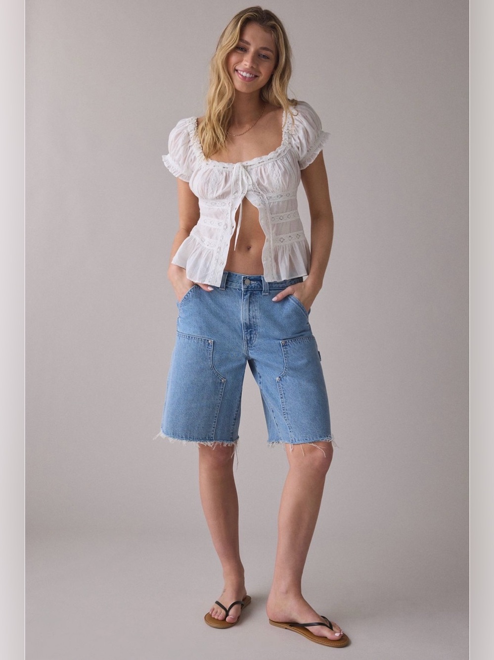 Levi's Baggy Dad Utility Long Denim Shorts Jorts 28 Jean Urban Outfitters